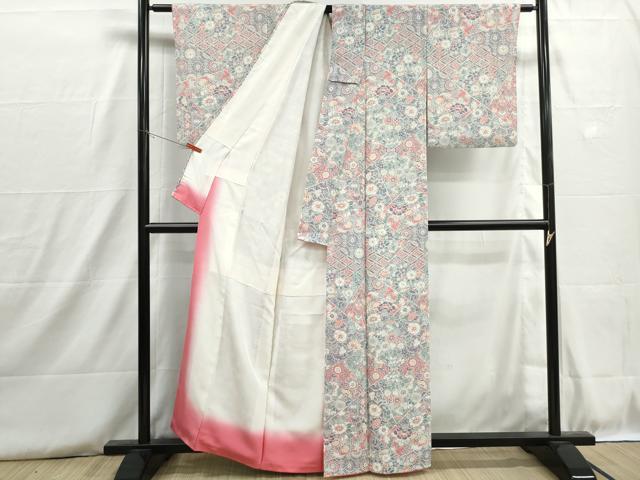 平和屋着物■上質な小紋 切嵌花鳥文 正絹 逸品 DABH8840qa