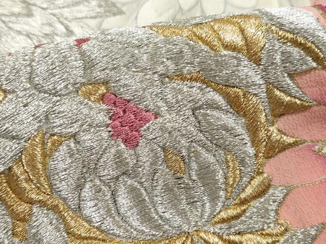 平和屋着物■上質な色無地 刺繍 菊尽くし 乱菊 金銀糸 正絹 逸品 DABH8842qa