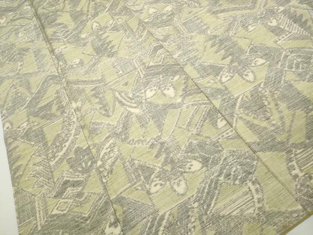 平和屋着物■上質な紬 抽象笹葉文 正絹 逸品 DABH8848qa