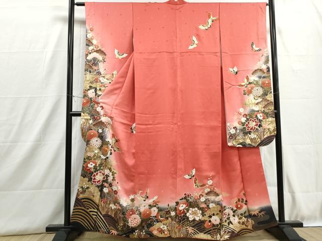 平和屋着物■豪華振袖 駒刺繍 花蝶松文 暈し染め 金彩 やまと誂製 正絹 逸品 DABH8853qa