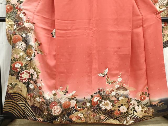 平和屋着物■豪華振袖 駒刺繍 花蝶松文 暈し染め 金彩 やまと誂製 正絹 逸品 DABH8853qa
