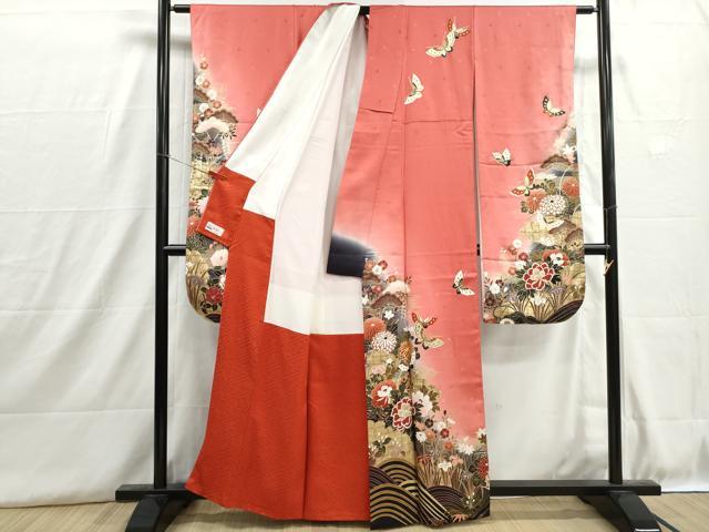 平和屋着物■豪華振袖 駒刺繍 花蝶松文 暈し染め 金彩 やまと誂製 正絹 逸品 DABH8853qa