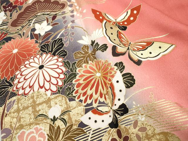 平和屋着物■豪華振袖 駒刺繍 花蝶松文 暈し染め 金彩 やまと誂製 正絹 逸品 DABH8853qa