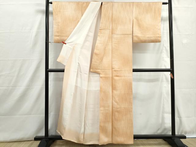 平和屋着物■上質な小紋 立涌地紋 雄黄色 暈し染め 正絹 逸品 DABH8855qa