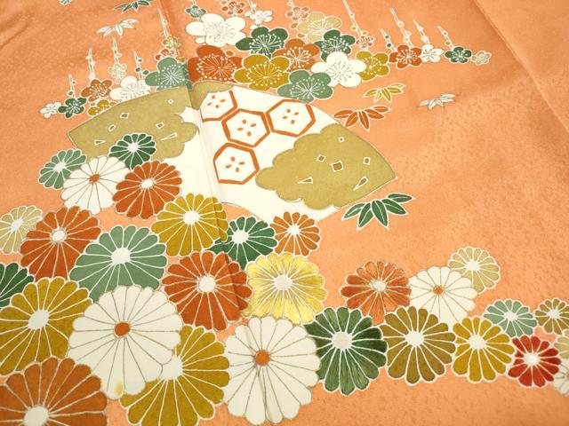 平和屋着物■訪問着 刺繍 地紙笹花文 金彩 正絹 逸品 DABH8858qa