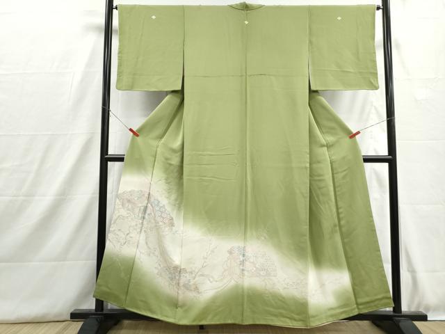 平和屋着物■豪華色留袖 寿光織 扇面御所車枝花文 暈し染め 金彩 正絹 逸品 DABH8863qa