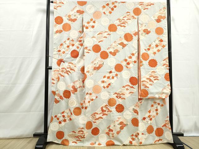 平和屋着物■豪華振袖 駒刺繍 宝尽くし花松文 金彩 正絹 逸品 DABH8864qa