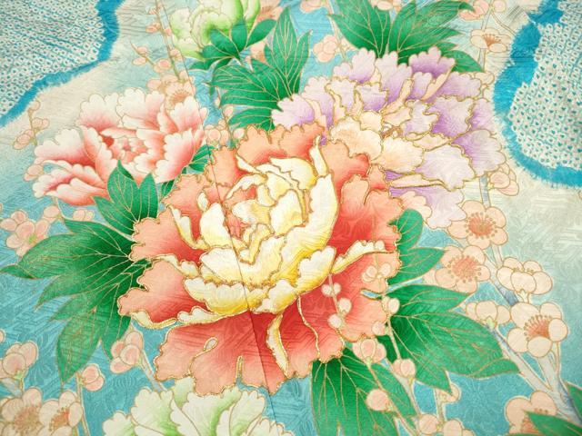 平和屋着物■豪華振袖 駒刺繍 絞り 雲取り枝花文 牡丹 金彩 正絹 逸品 DABH8867qa