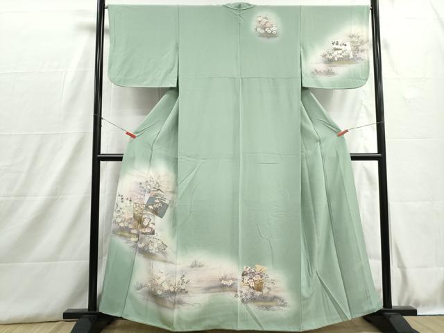 平和屋着物■訪問着 手描き 破れ色紙風景文 暈し染め 金銀彩 正絹 逸品 DABH8870qa
