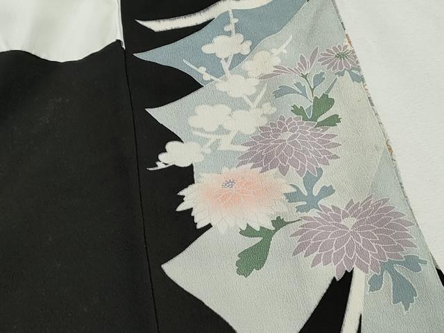 平和屋着物■豪華黒留袖 刺繍 扇面花熨斗文 牡丹 金彩 正絹 逸品 DABH8881qa