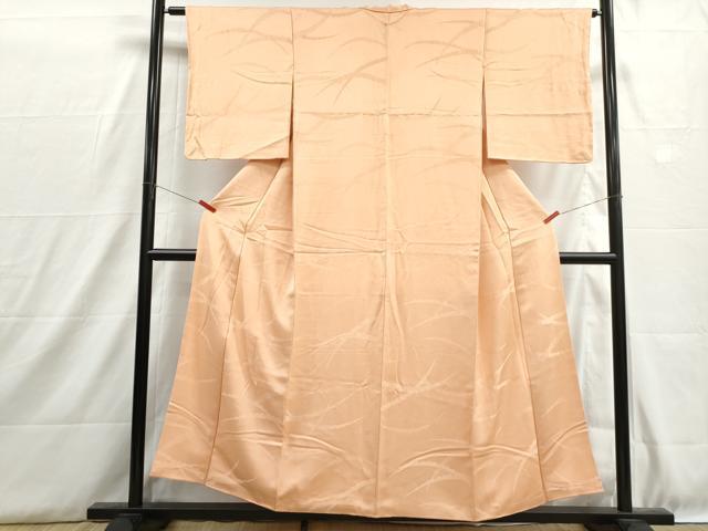 平和屋着物■上質な色無地 雪芝地紋 洒落柿色 正絹 逸品 DABH8884qa