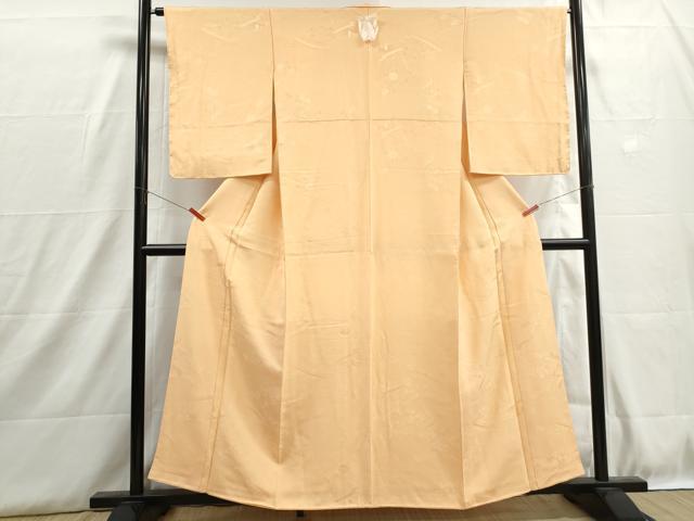 平和屋着物■上質な色無地 風景花地紋 萱草色 正絹 逸品 DABH8886qa