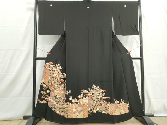 平和屋着物■豪華黒留袖 駒刺繍 宝尽くし飛鶴花文 松竹梅 金彩 正絹 逸品 DABH8888qa