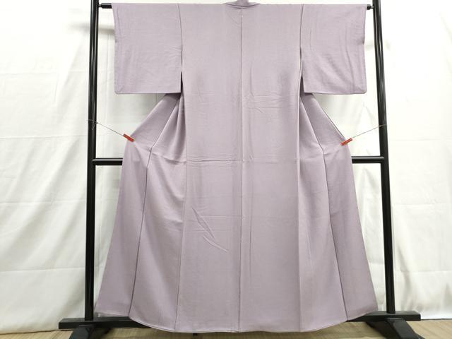 平和屋着物■上質な色無地 霞地紋 白藤色 正絹 逸品 DABH8889qa