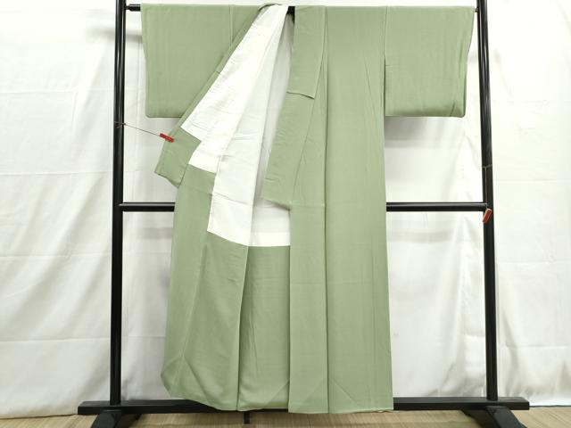 平和屋着物■上質な色無地 苗色 正絹 逸品 DABH8890qa