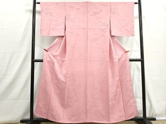 平和屋着物■上質な色無地 風景地紋 珊瑚色 正絹 逸品 DABH8897qa