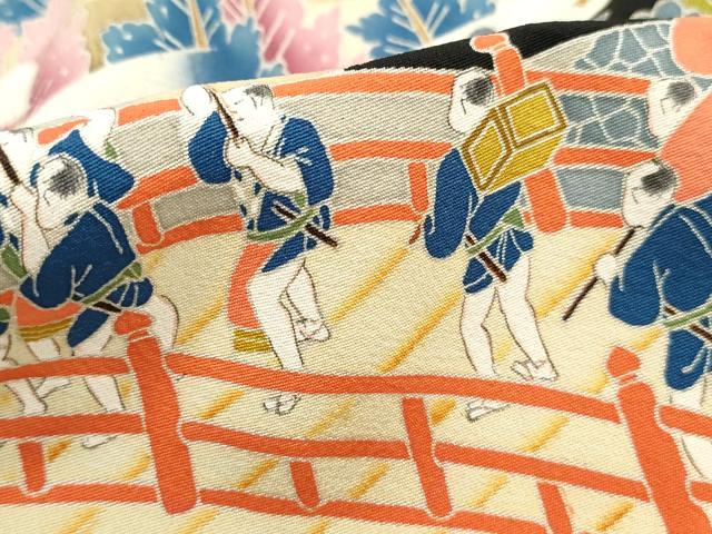 平和屋着物■豪華黒留袖 作家物 人物渡橋風景文 金銀彩 正絹 逸品 DABH8900qa