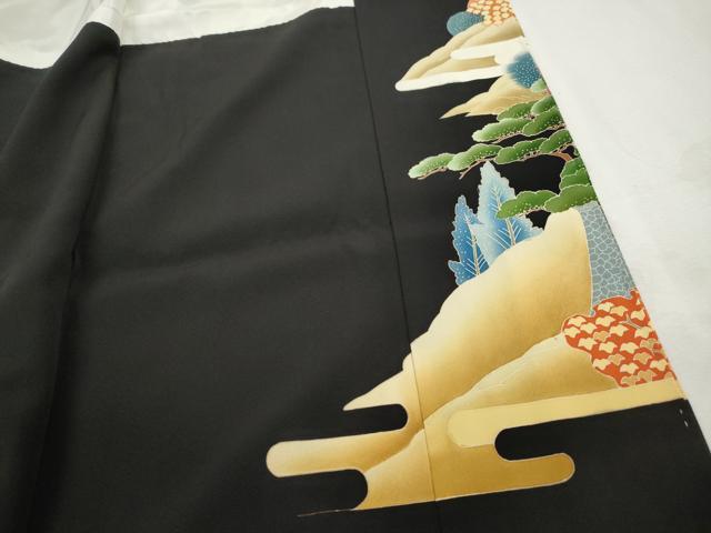 平和屋着物■豪華黒留袖 作家物 人物渡橋風景文 金銀彩 正絹 逸品 DABH8900qa