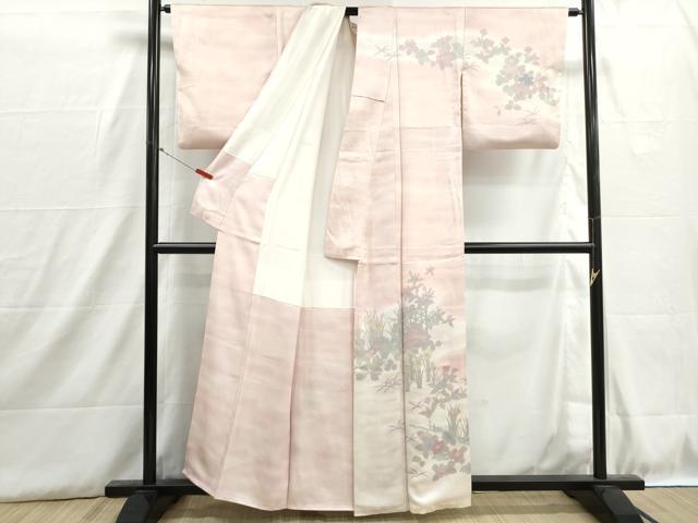 平和屋着物■訪問着 作家物 草花文 暈し染め 正絹 逸品 DABH8901qa