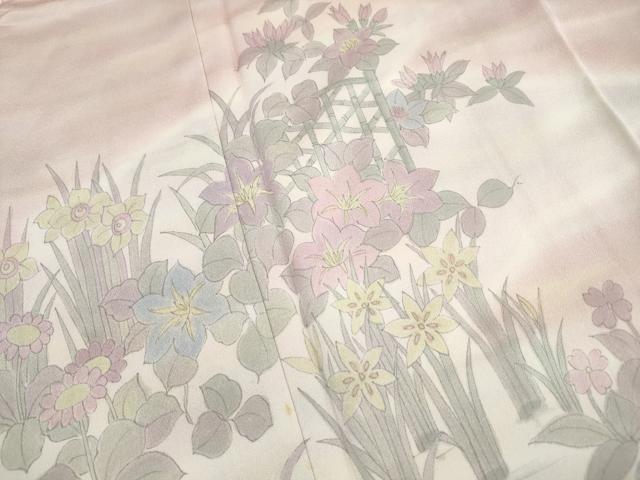 平和屋着物■訪問着 作家物 草花文 暈し染め 正絹 逸品 DABH8901qa