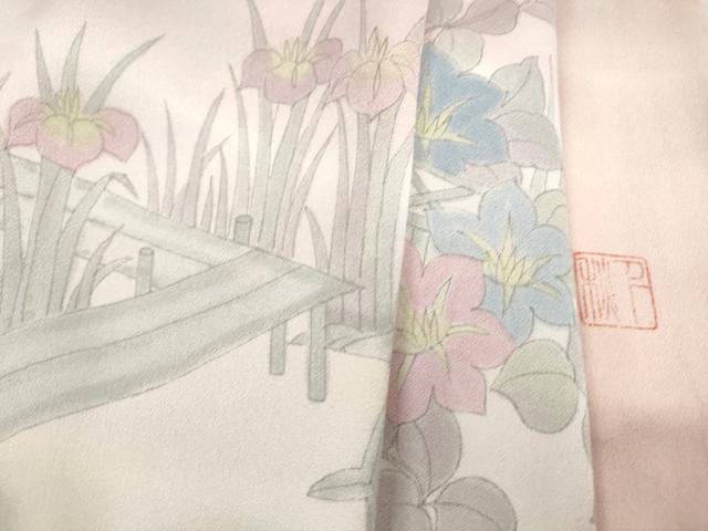 平和屋着物■訪問着 作家物 草花文 暈し染め 正絹 逸品 DABH8901qa