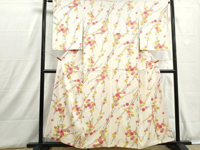 平和屋着物■上質な小紋 絞り 枝花文 饅頭菊 正絹 逸品 DABH8909qa
