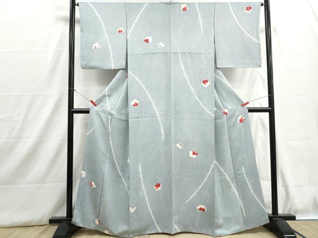平和屋着物■上質な小紋 絞り 枝花文 正絹 逸品 DABH8911qa