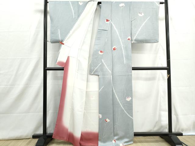 平和屋着物■上質な小紋 絞り 枝花文 正絹 逸品 DABH8911qa