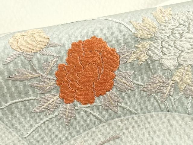 平和屋着物■訪問着 刺繍 地紙草花文 正絹 逸品 DABH8913qa