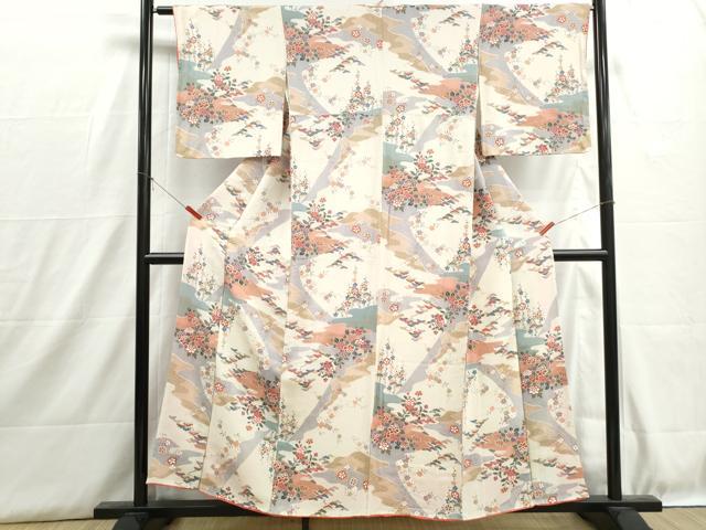 平和屋着物■上質な小紋 道長花松文 金彩 鬼しぼ縮緬 正絹 逸品 DABH8916qa