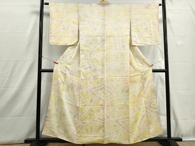 平和屋着物■上質な小紋 絞り 抽象文様 暈し染め 正絹 逸品 DABH8918qa