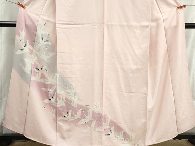 平和屋着物■訪問着 群鶴文 暈し染め 正絹 逸品 DABH8919qa