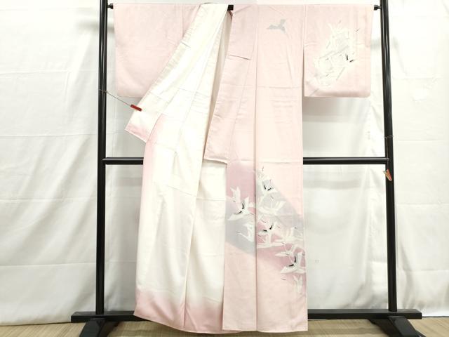 平和屋着物■訪問着 群鶴文 暈し染め 正絹 逸品 DABH8919qa