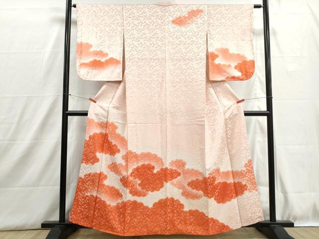 平和屋着物■訪問着 重ね雲群鶴文 暈し染め 銀糸 正絹 逸品 DABH8921qa