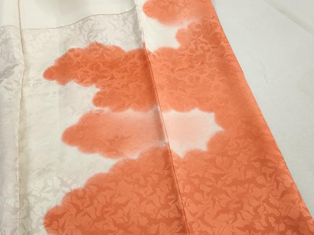平和屋着物■訪問着 重ね雲群鶴文 暈し染め 銀糸 正絹 逸品 DABH8921qa