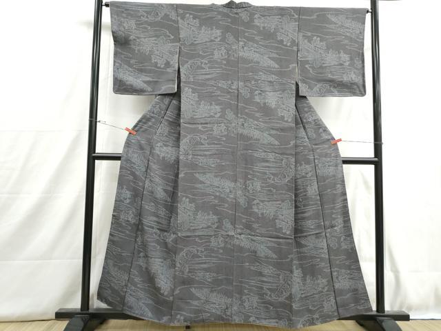 平和屋着物■江戸小紋 鮫小紋 人物風景文 正絹 逸品 DABH8922qa