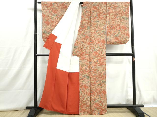 平和屋着物■上質な小紋 型染め 風景花文 松竹梅 正絹 逸品 DABH8925qa