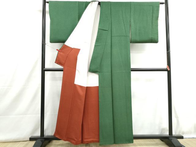 平和屋着物■上質な色無地 千歳緑色 正絹 逸品 DABH8931qa