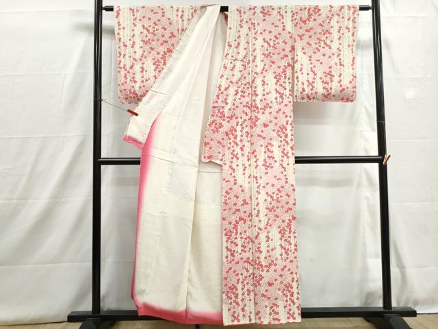 平和屋着物■上質な小紋 舞梅間道 お召縮緬 正絹 逸品 DABH8932qa