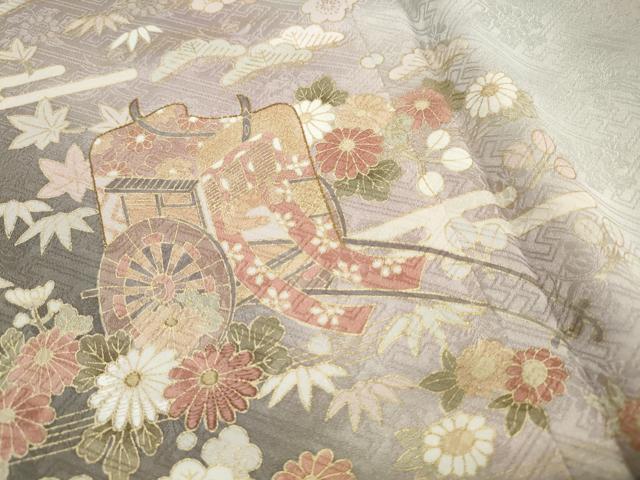 平和屋着物■訪問着 駒刺繍 御所車花文 松竹梅 暈し染め 金彩 正絹 逸品 DABH8936qa