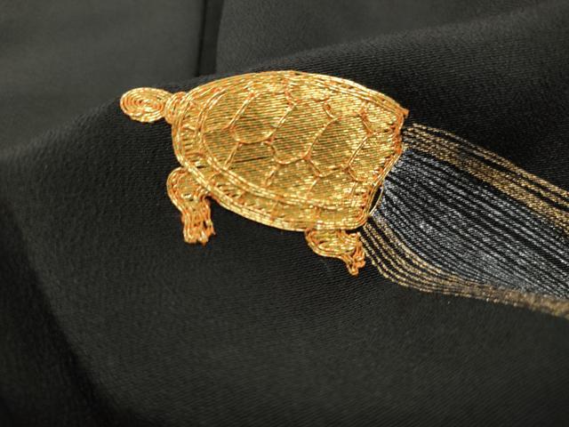 平和屋着物■豪華黒留袖 駒刺繍 蓑亀 金銀彩 正絹 逸品 DABH8939qa