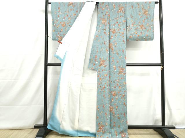平和屋着物■上質な小紋 破れ色紙枝梅文 金彩 正絹 逸品 DABH8946qa