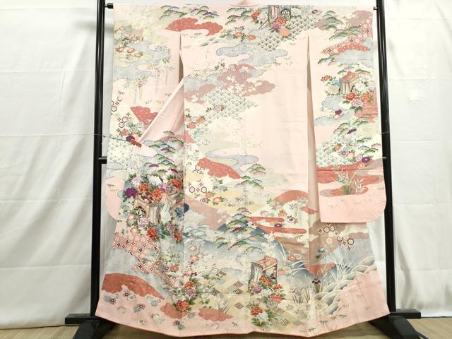 平和屋着物■豪華振袖 駒刺繍 御所車花松文 松竹梅 暈し染め 金彩 正絹 逸品 DABH8950qa