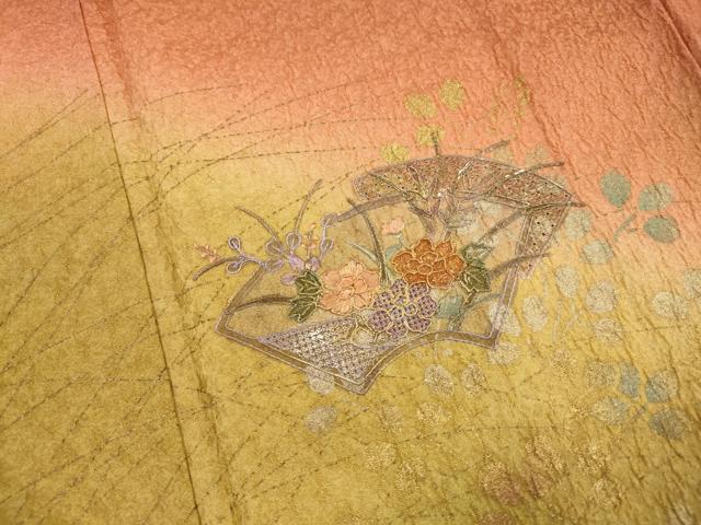 平和屋着物■中国三大刺繍 スワトウ刺繍 汕頭刺繍 訪問着 地紙花文 暈し染め 金彩 正絹 逸品 DABH8960qa