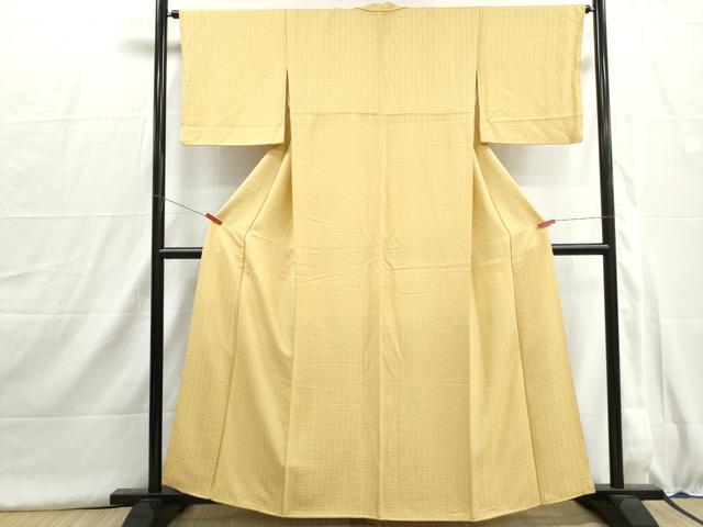 平和屋着物■上質な色無地 蜀江花地紋 淡黄色 正絹 逸品 DABH8966qa