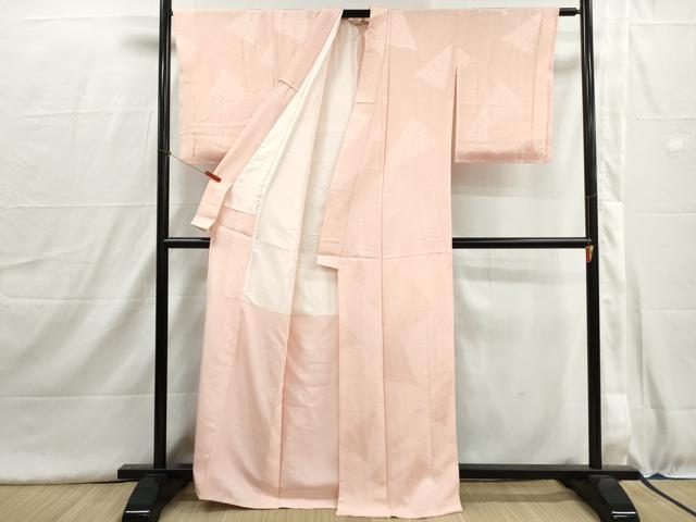 平和屋着物■上質な色無地 菱菊地紋 水柿色 正絹 逸品 DABH8980qa