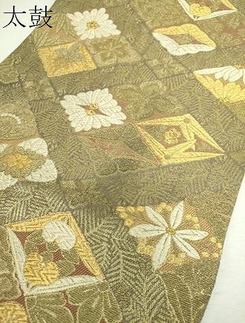 平和屋着物▼極上 両面 六通柄袋帯 金華山織 吉祥花菱文 金糸 正絹 逸品 DABH9004ps