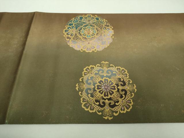 平和屋着物▼中国三大刺繍 相良刺繍 総刺繍 太鼓柄袋帯 正倉院花文 金彩 引箔 さが美扱い 正絹 逸品 DABH9006ps