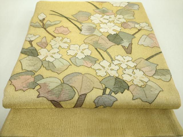 平和屋着物*夏物 明綴れ 太鼓柄袋帯 草花文 金糸 正絹 逸品 DABH9007ps