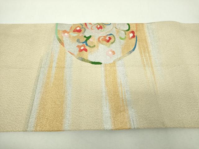 平和屋着物●爪掻き本綴れ 八寸名古屋帯 花丸文 金銀糸 正絹 逸品 DABH9045ps